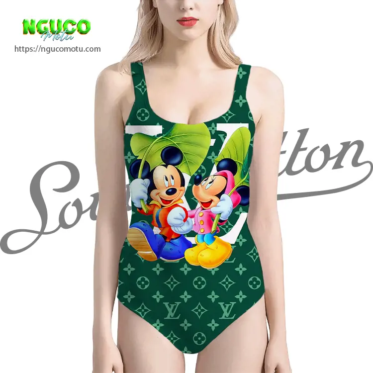 Lv feat mickey mouse minnie couple swimsuit louis vuitton gift uninque for women